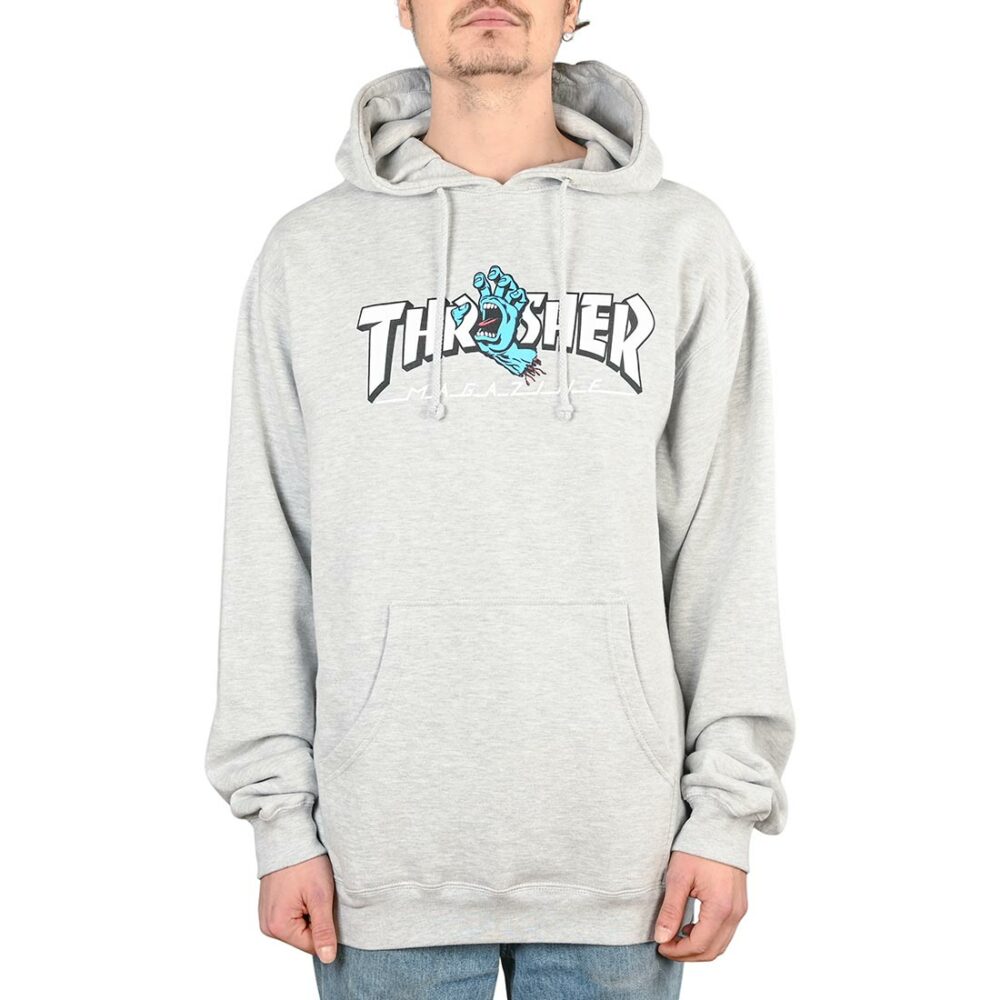 Santa Cruz x Thrasher Screaming Logo Pullover Hoodie - Grey Heather