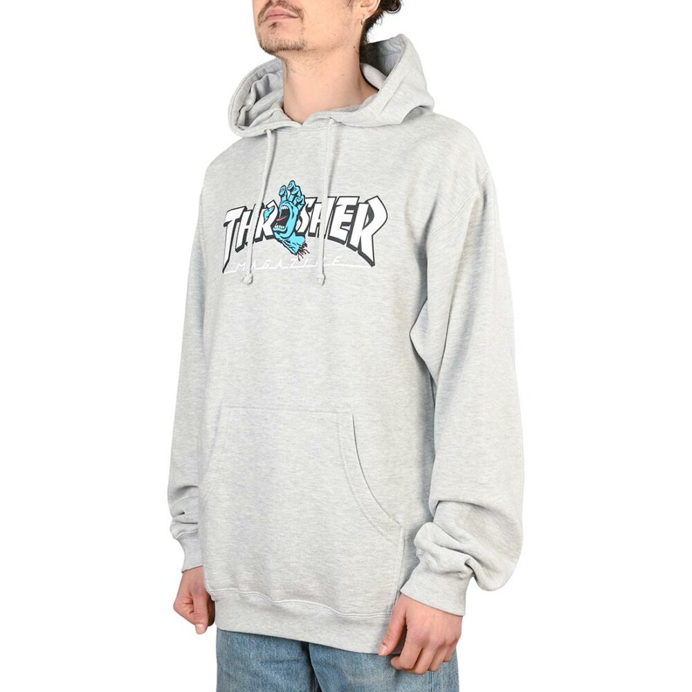 Santa Cruz x Thrasher Screaming Logo Pullover Hoodie - Grey Heather