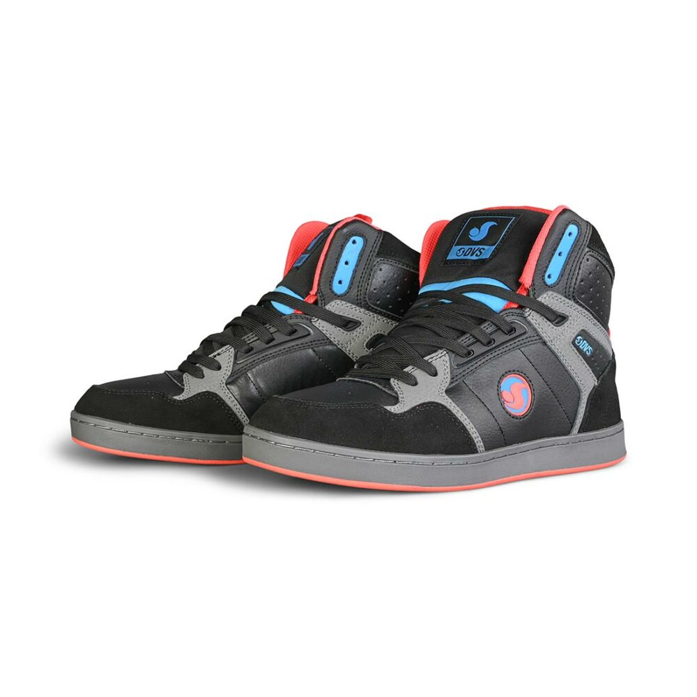 DVS Honcho High-Top Skate Shoes - Black/Charcoal/Red/Blue