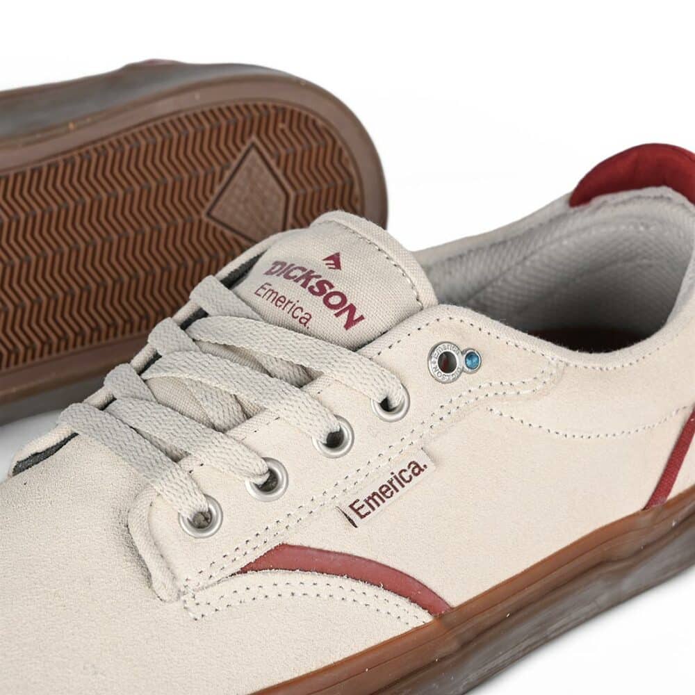 Emerica Dickson Skate Shoes - White/Red/Gum