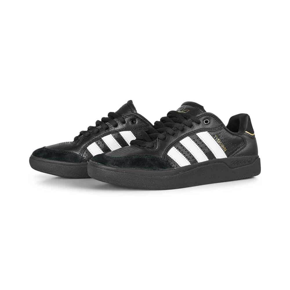 Adidas Tyshawn Low Skate Shoes - Core Black/White/Gold Metallic