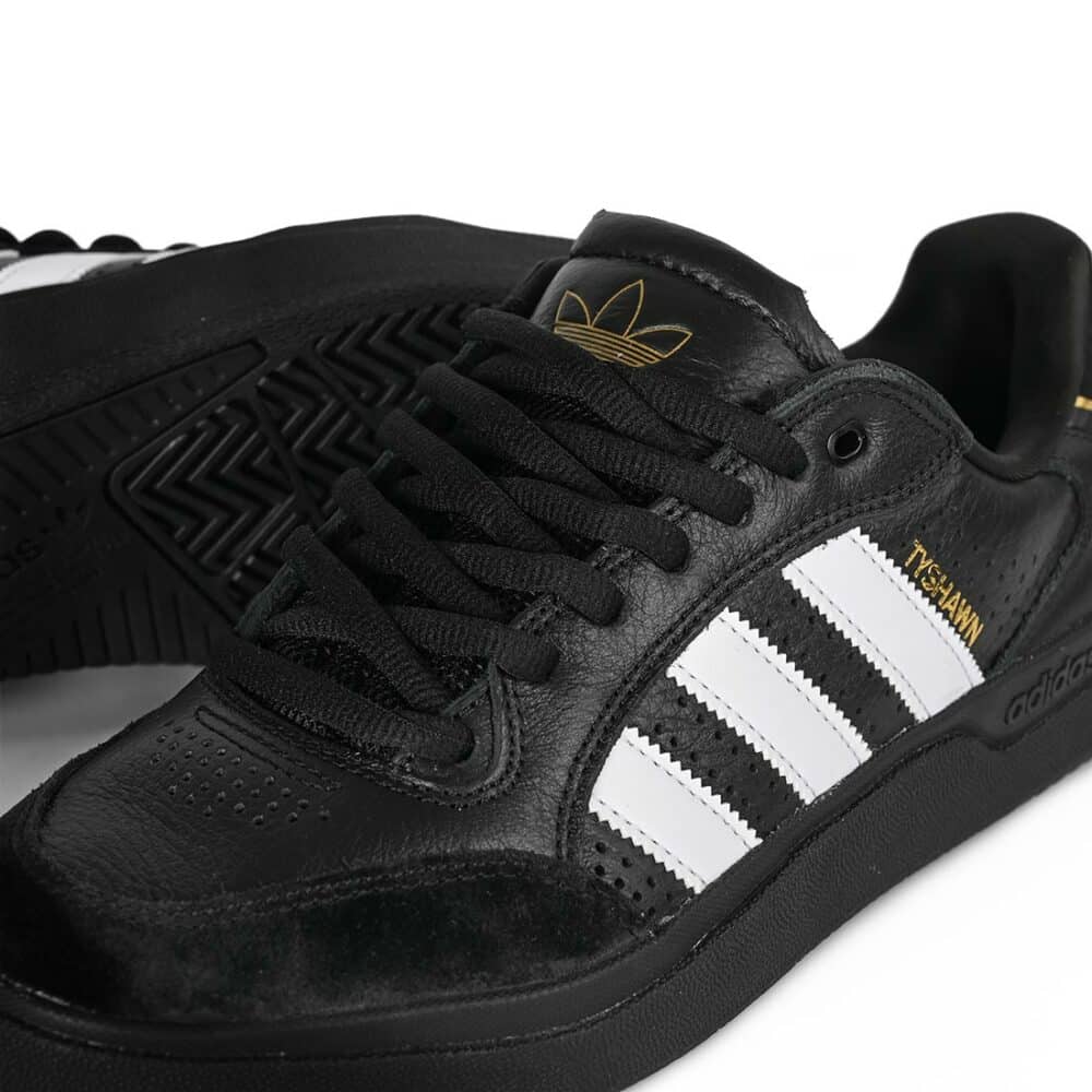 Adidas Tyshawn Low Skate Shoes - Core Black/White/Gold Metallic