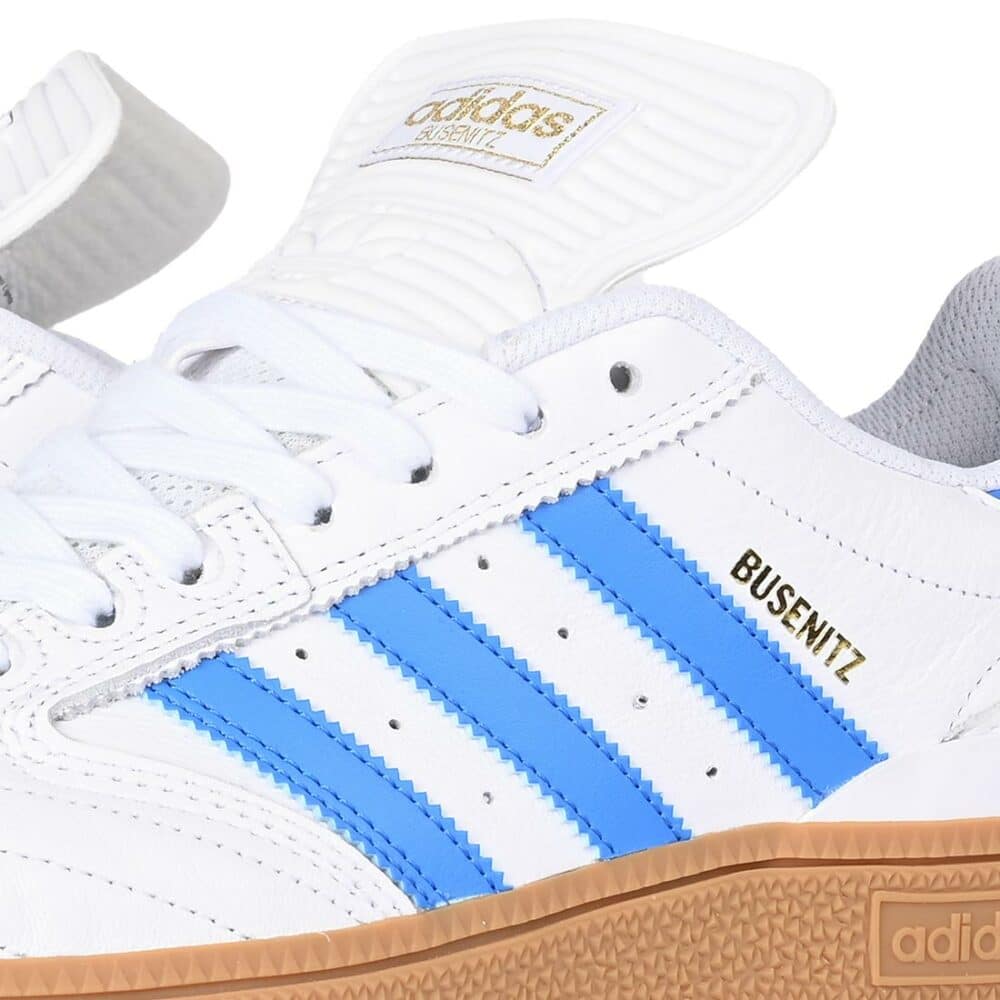 Adidas Busenitz Skate Shoes - Cloud White/Blue Bird/Gold Metallic