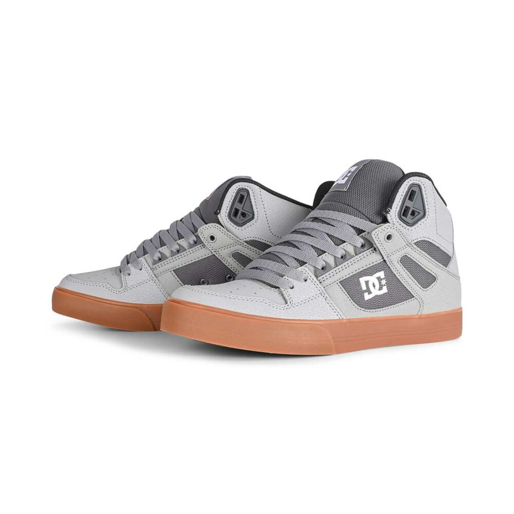 DC Pure High Top WC Skate Shoes - Grey/White/Grey