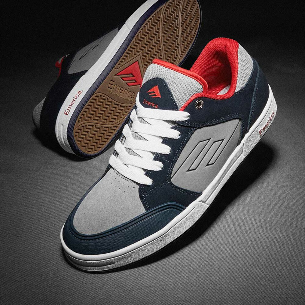 Emerica Heritic Skate Shoes - Navy/Grey/Red