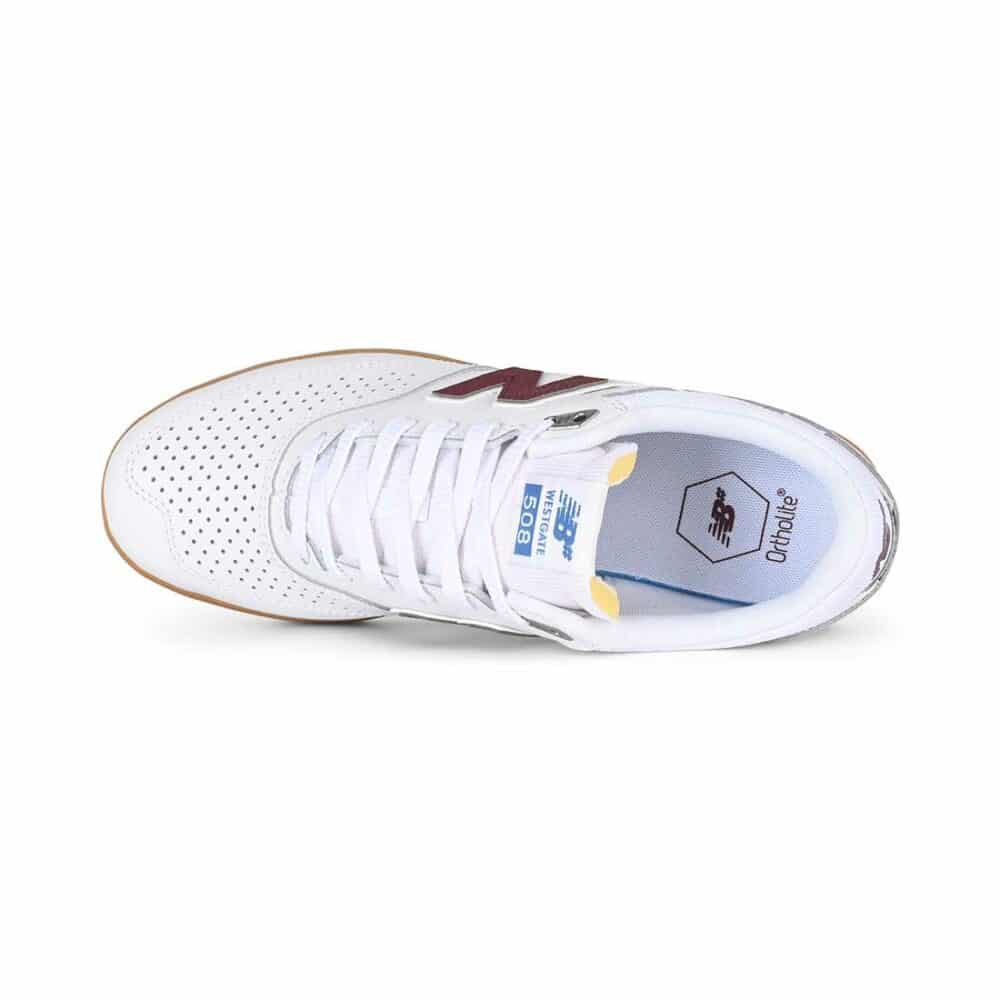 New Balance Numeric 508 Westgate Skate Shoes - White/NB Burgundy