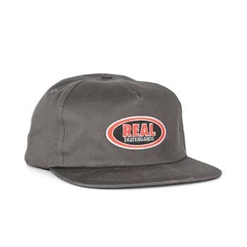 Real Oval Snapback Hat - Charcoal/Red