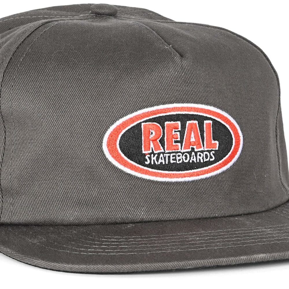 Real Oval Snapback Hat - Charcoal/Red