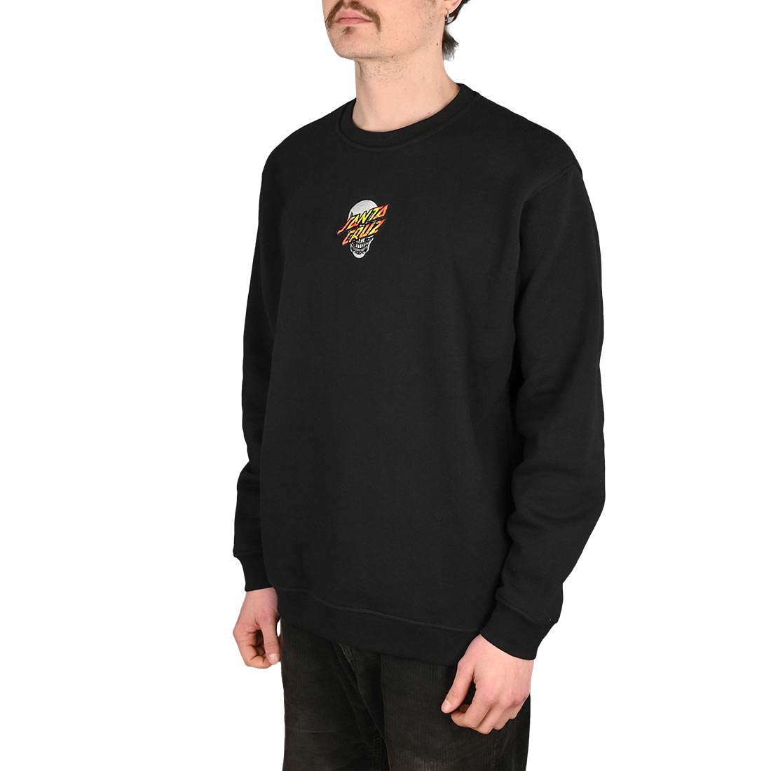 Santa Cruz Dressen Skull Dot Front Crew Sweater - Black