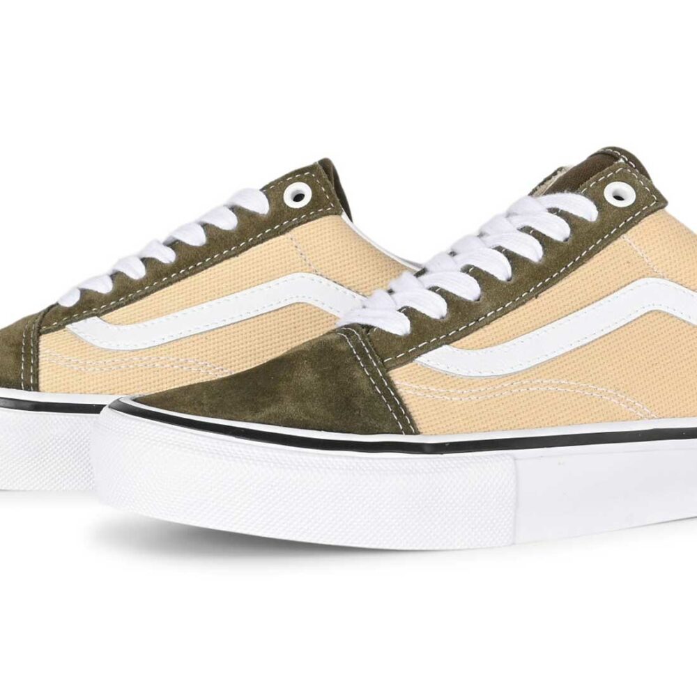 Vans Old Skool Skate Shoes - Dark Olive/White