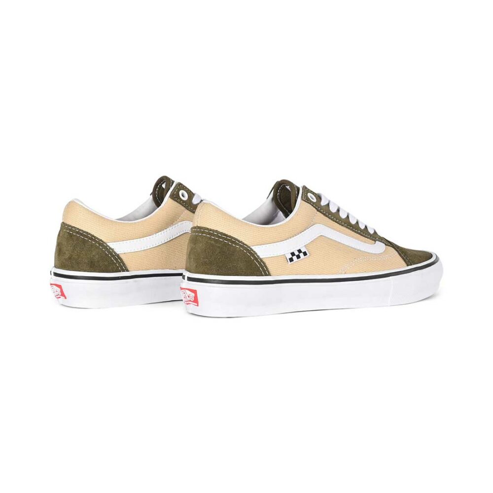 Vans Old Skool Skate Shoes - Dark Olive/White