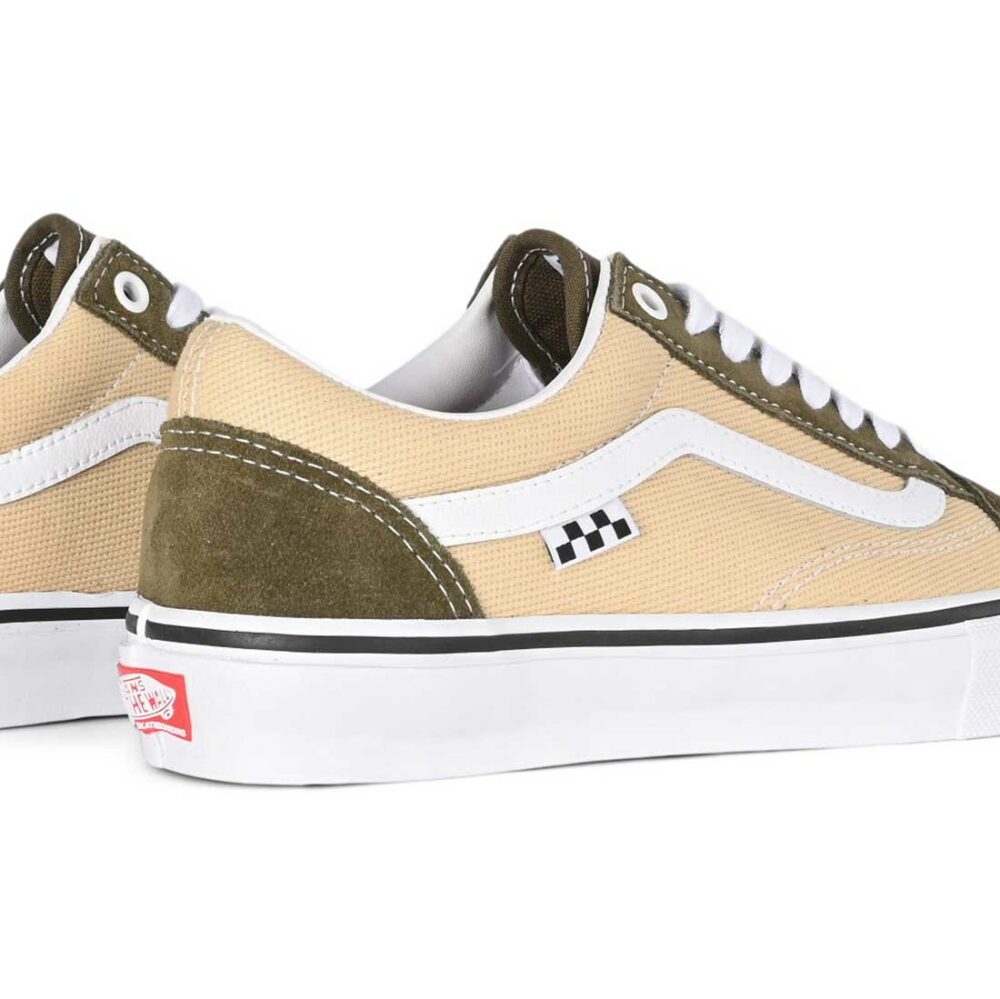 Vans Old Skool Skate Shoes - Dark Olive/White
