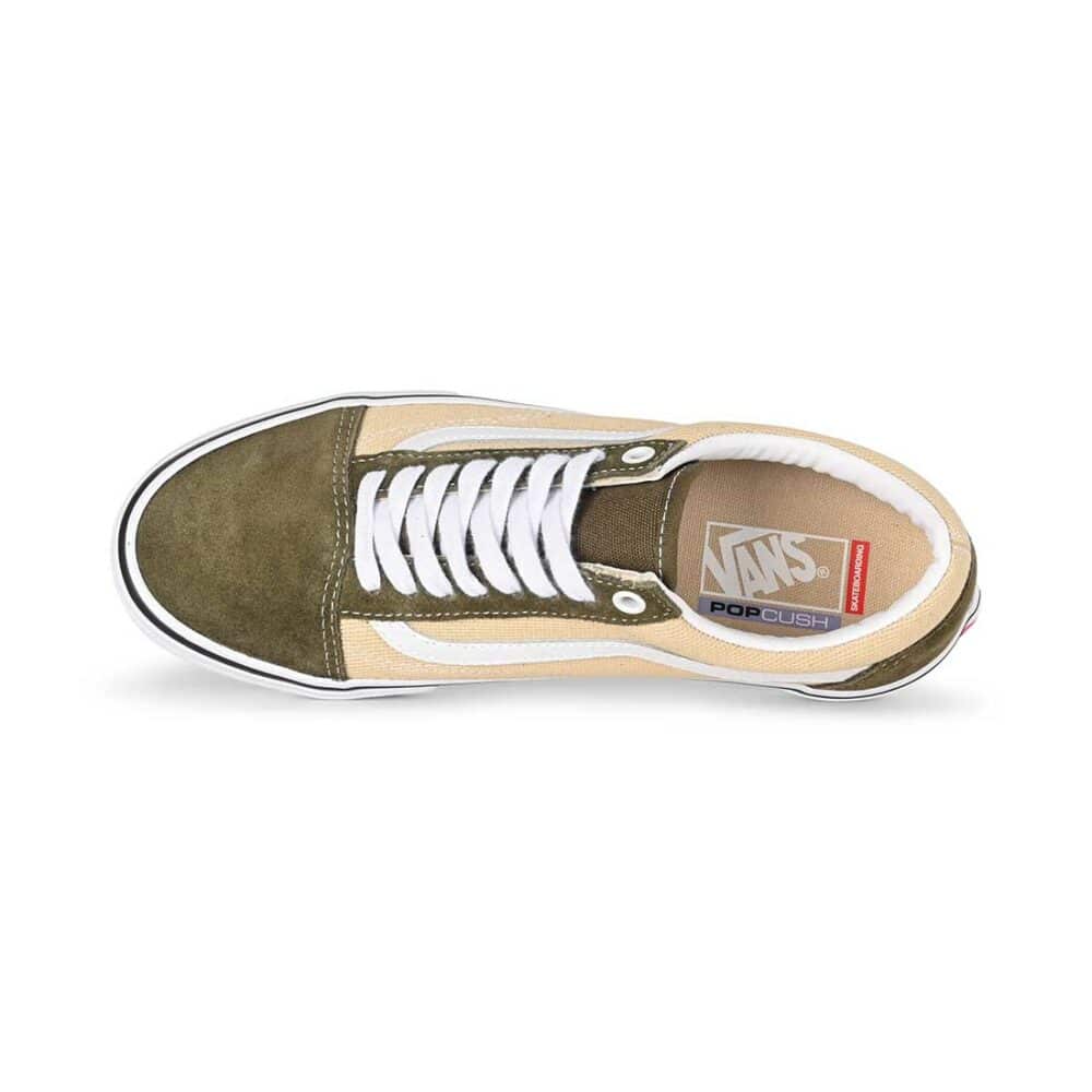 Vans Old Skool Skate Shoes - Dark Olive/White