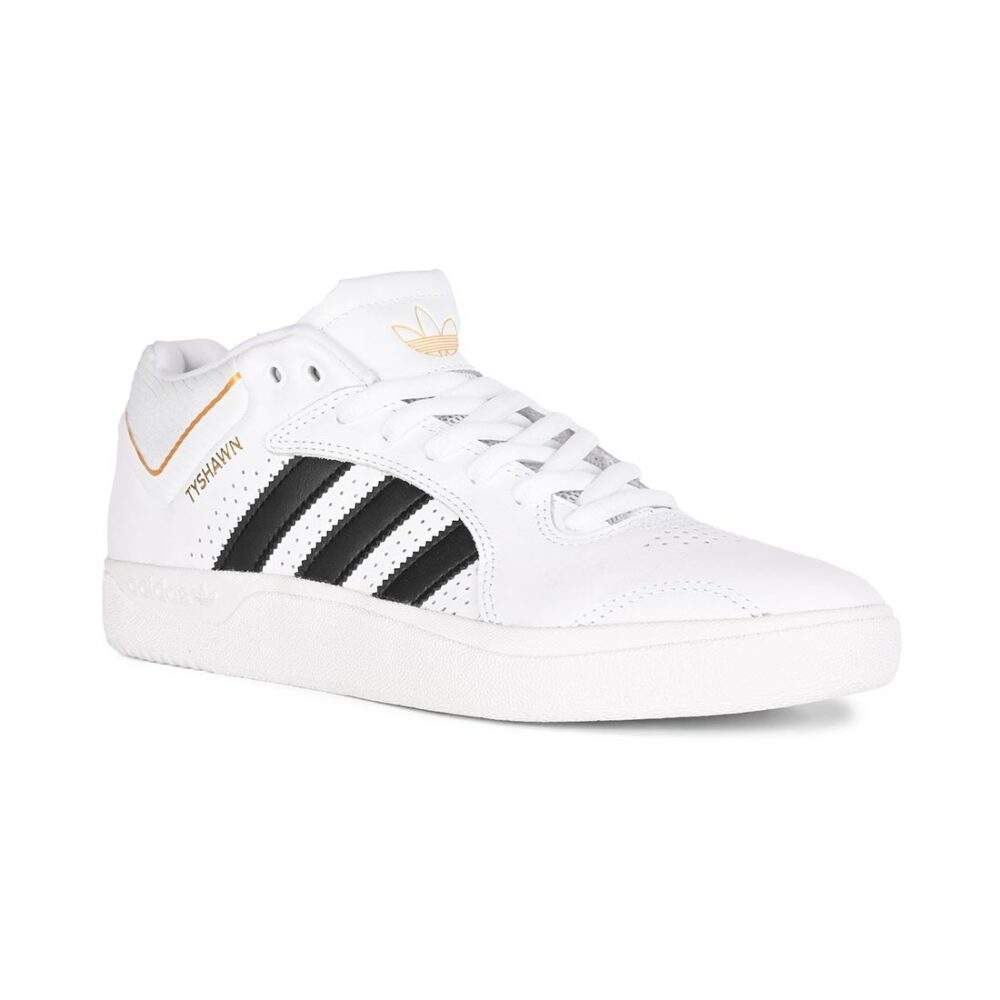 Adidas Tyshawn Skate Shoes - White/Core Black/Gold