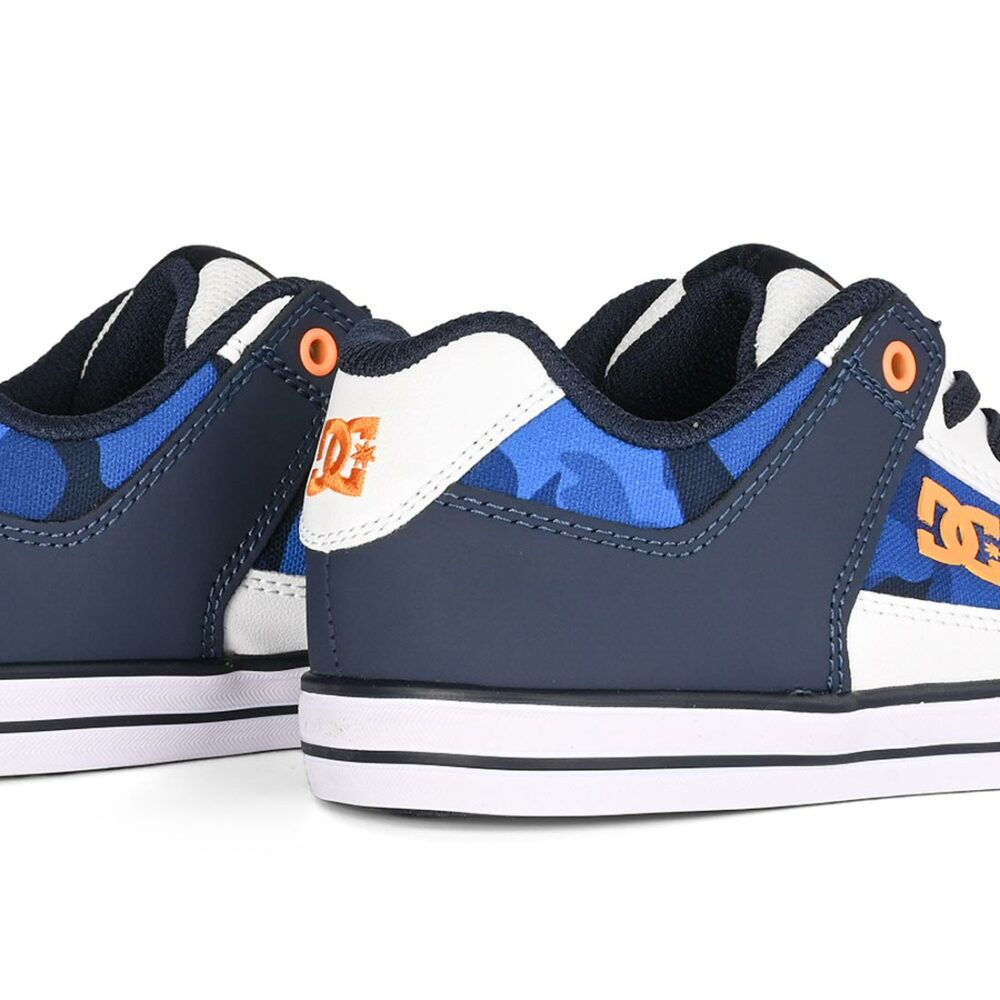 DC Pure Elastic (Youth) Skate Shoes - Shady Blue/Orange
