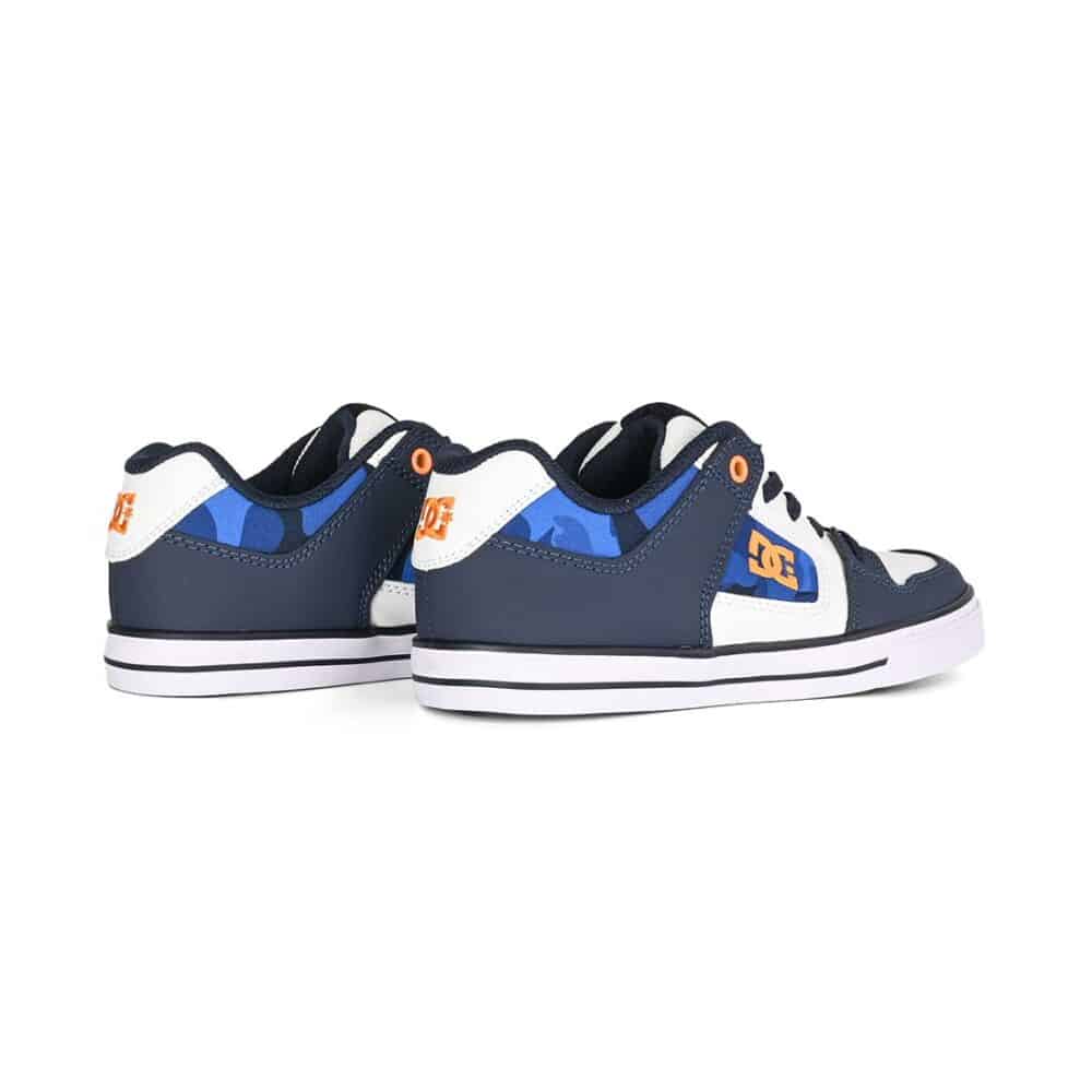 DC Pure Elastic (Youth) Skate Shoes - Shady Blue/Orange