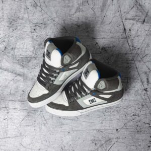 DC Pure High Top WC Skate Shoes - Grey/White/Blue