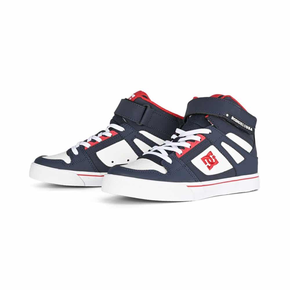 DC Pure High Top EV (Youth) Skate Shoes - Dc Navy/Athletic Red