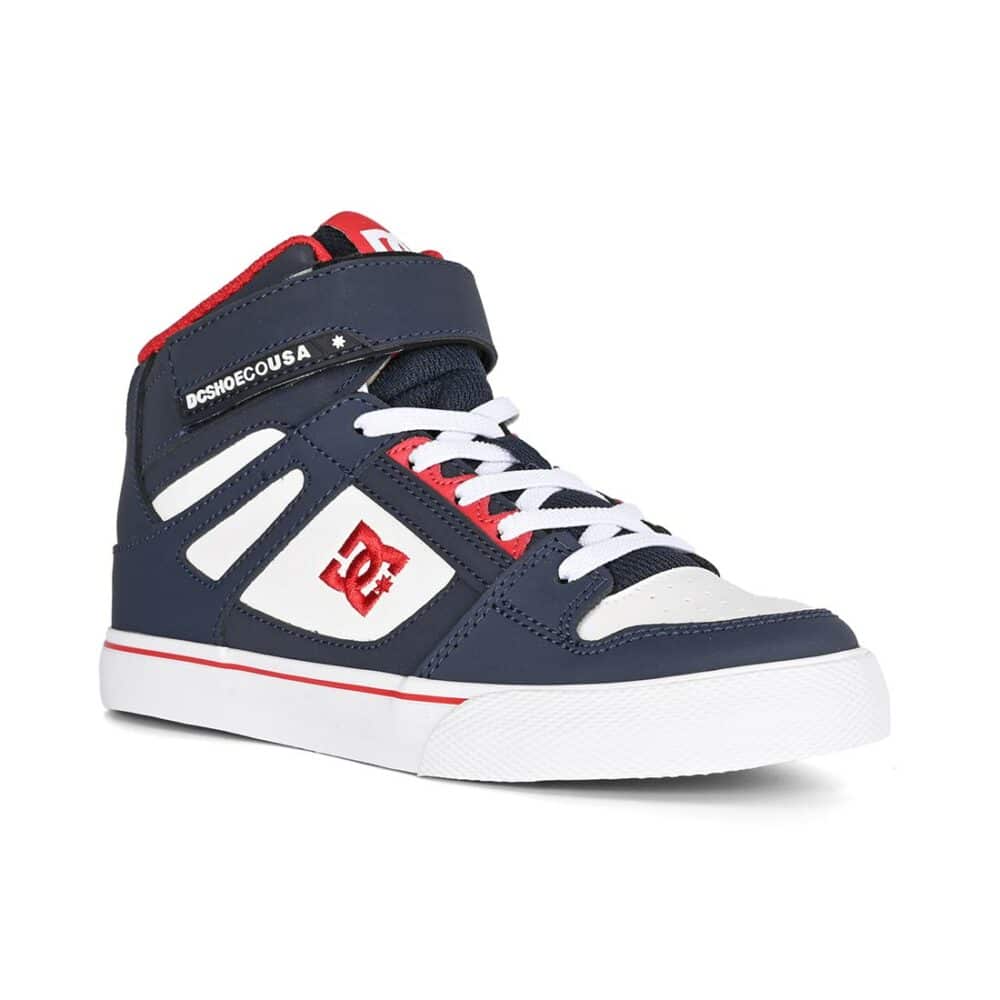 DC Pure High Top EV (Youth) Skate Shoes - Dc Navy/Athletic Red