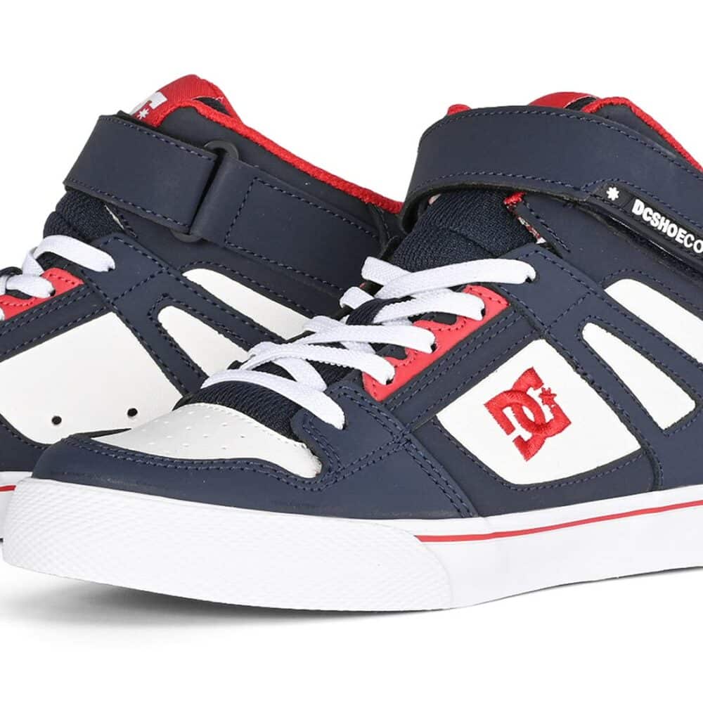 DC Pure High Top EV (Youth) Skate Shoes - Dc Navy/Athletic Red
