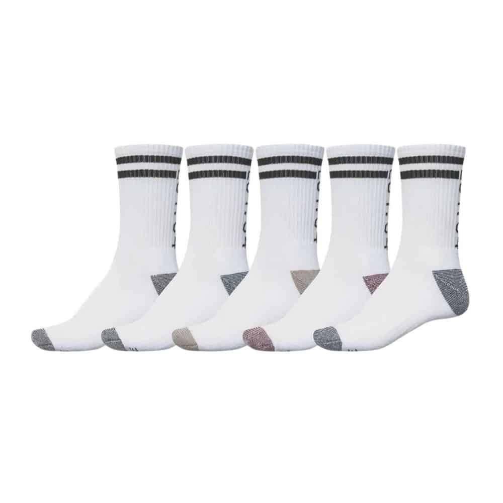 Globe Carter Crew Socks 5 Pack - White/Assorted