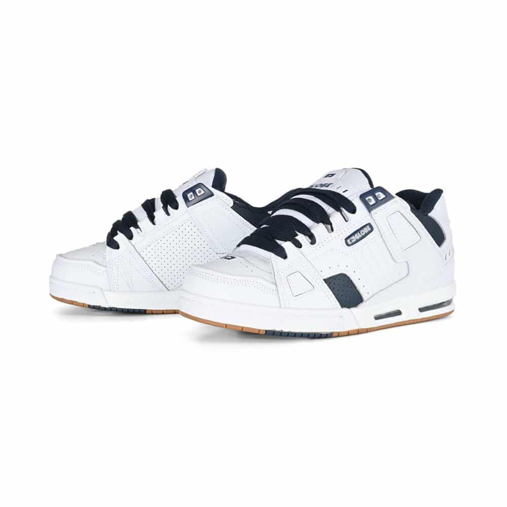 Globe Sabre Skate Shoes - White/Blue/Gum