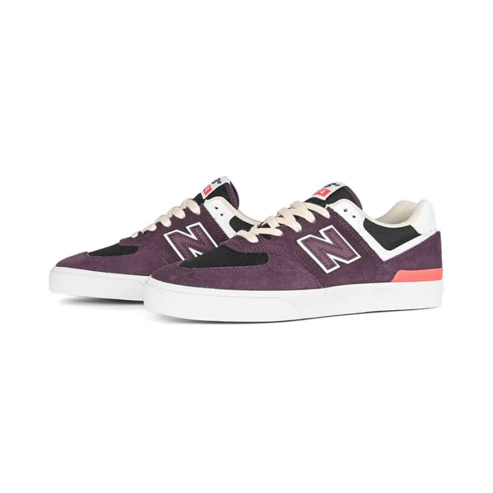 New Balance Numeric 574 Vulc Skate Shoes - Plum Brown/White