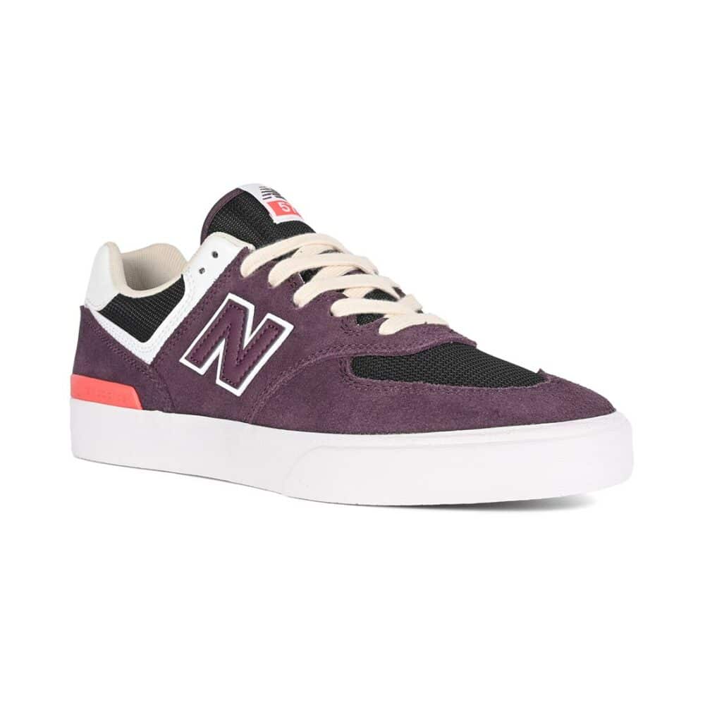 New Balance Numeric 574 Vulc Skate Shoes - Plum Brown/White
