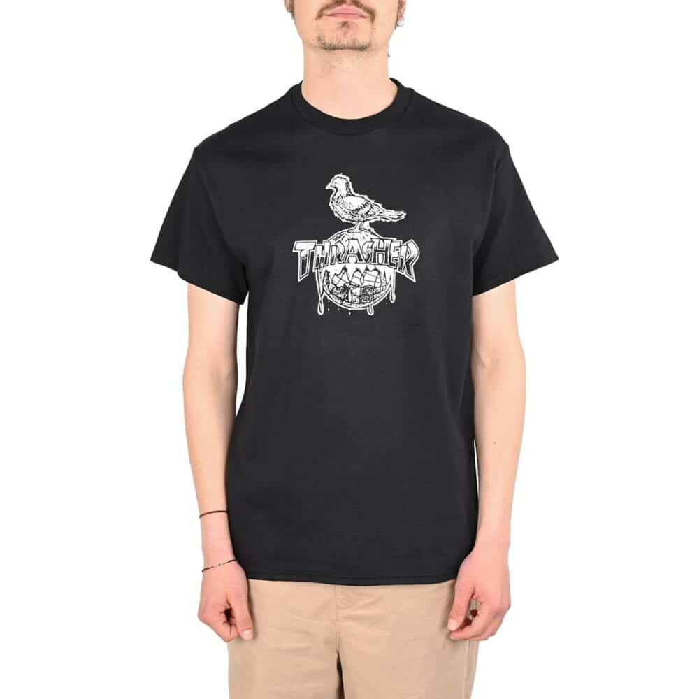 Thrasher x Anti Hero Cover The Earth S/S T-Shirt - Black