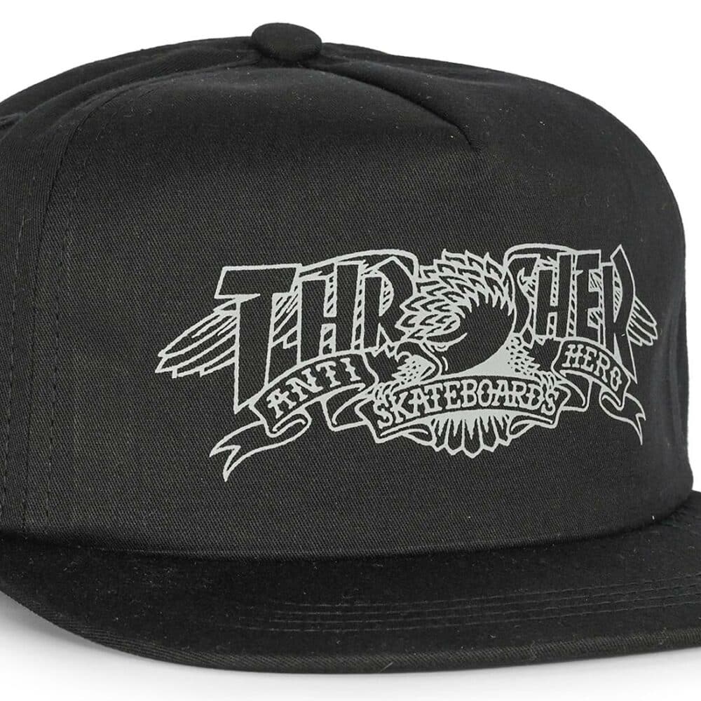 Thrasher x Anti Hero Mag Banner Snapback Cap - Black