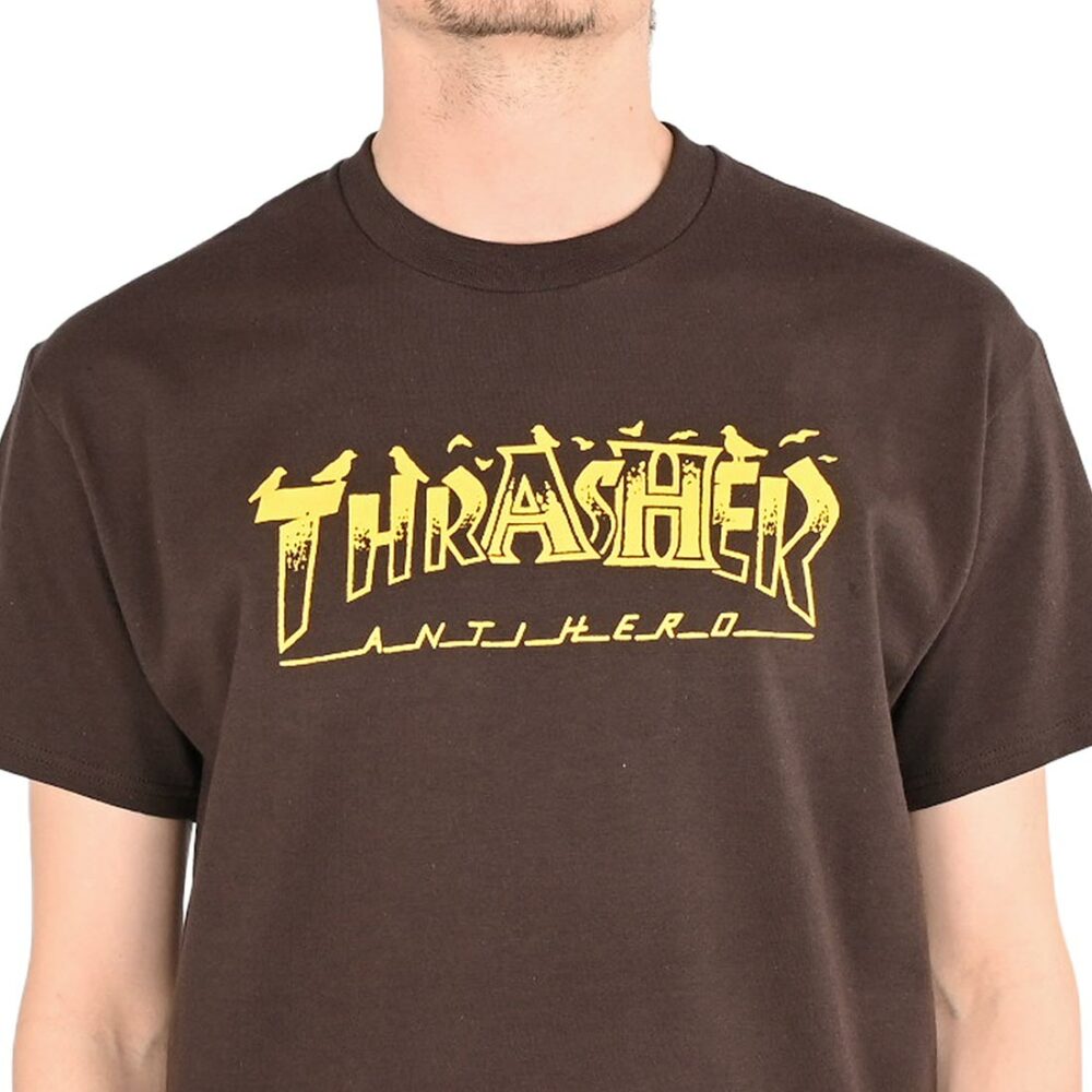 Thrasher x Anti Hero Pigeon Mag S/S T-Shirt - Dark Chocolate