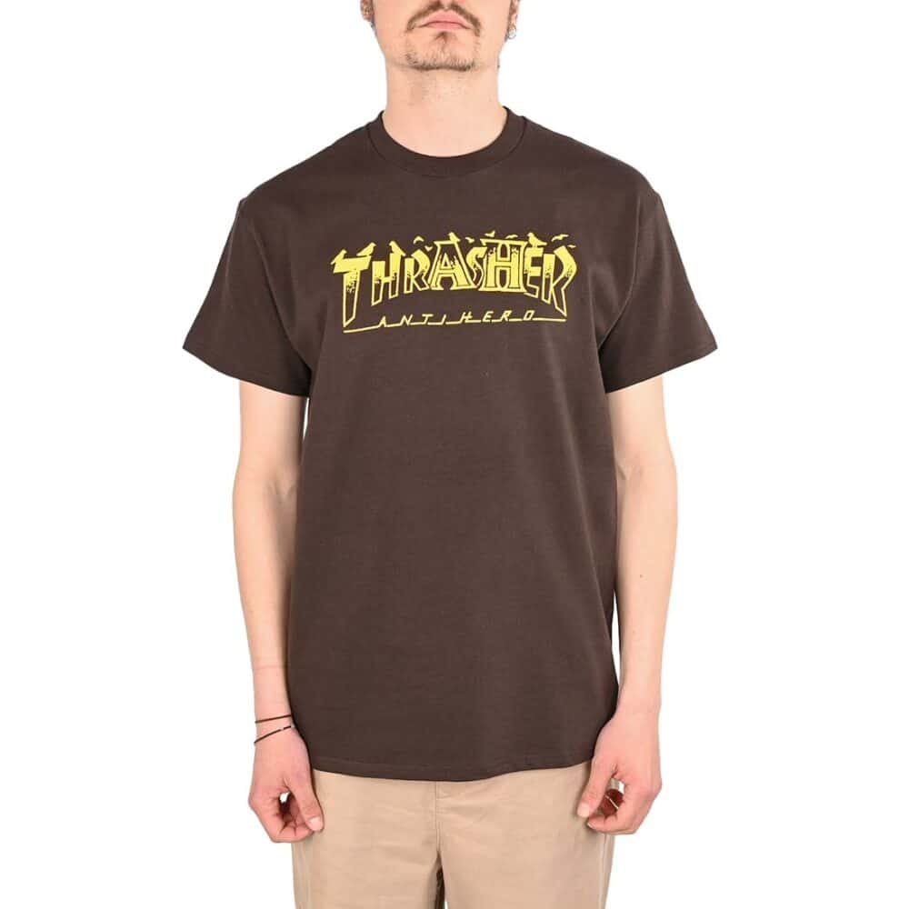 Thrasher x Anti Hero Pigeon Mag S/S T-Shirt - Dark Chocolate