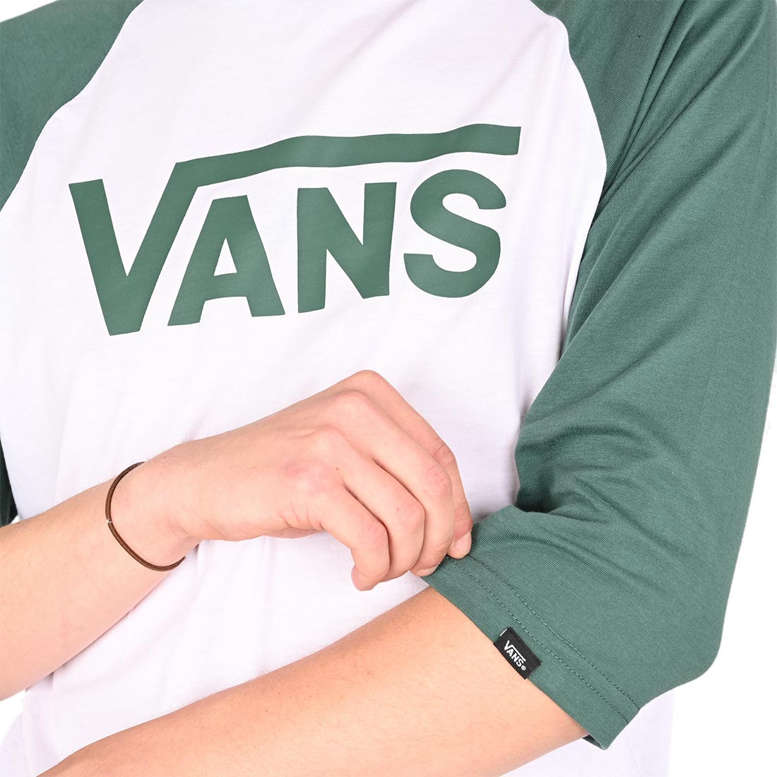 Vans Classic Raglan 3 4 Sleeve T Shirt White Bistro Green