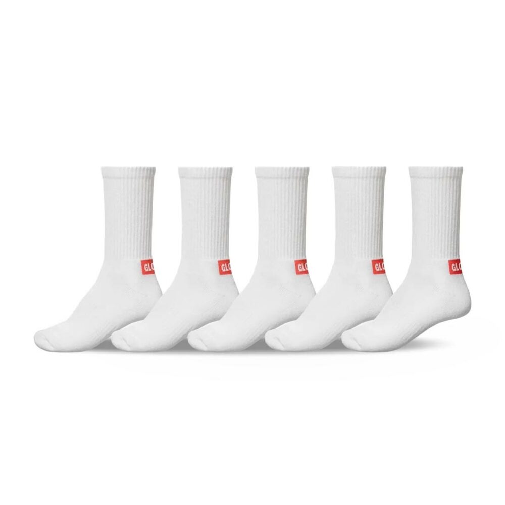 Globe Minibar Crew Socks 5 Pack - White