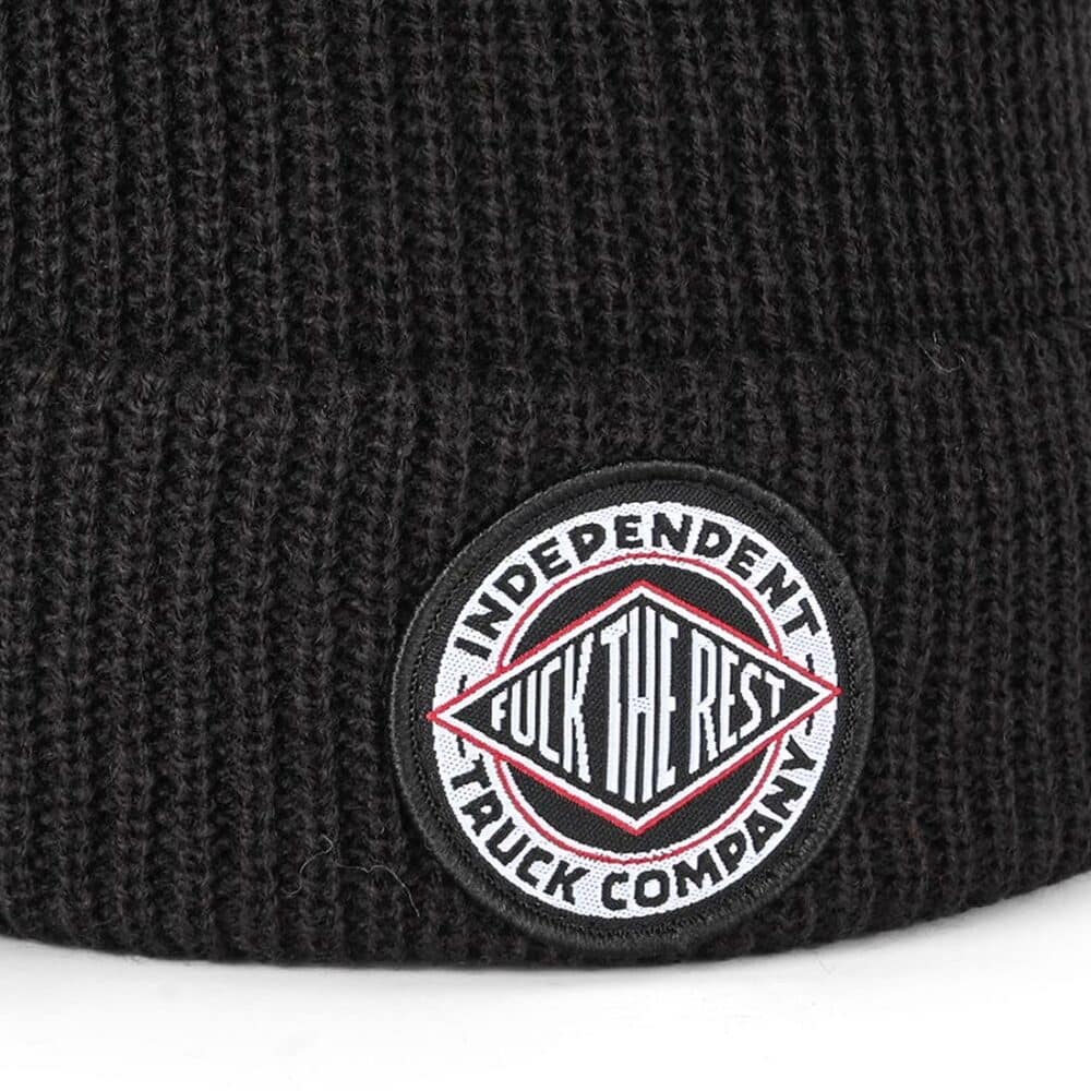 Zero Embroidered Single Skull Beanie Hat - Black