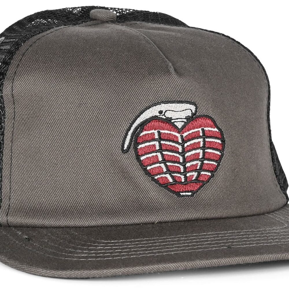 Thunder OG Grenade Mesh Back Trucker Cap - Grey/Maroon