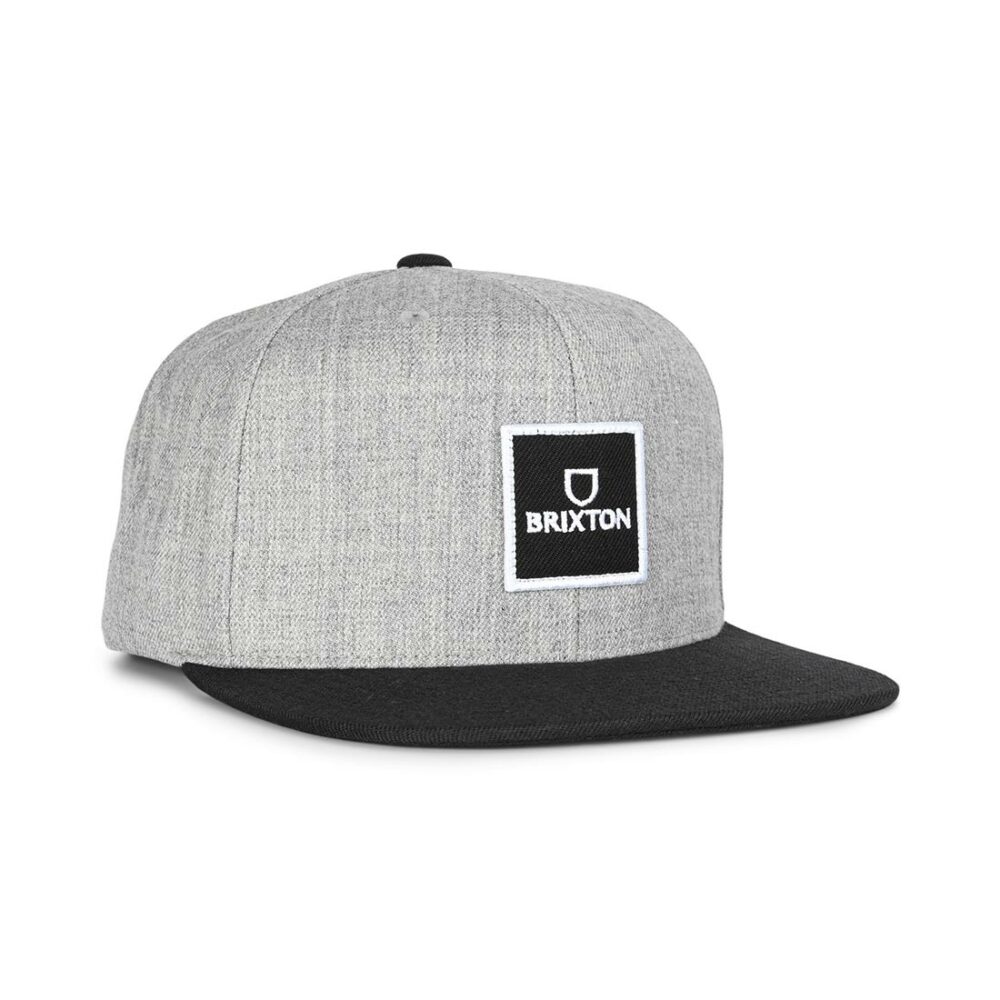 Brixton Alpha Square MP Snapback Cap - Heather Grey/Black