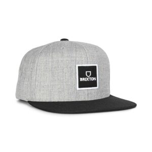 Brixton Alpha Square MP Snapback Cap - Heather Grey/Black