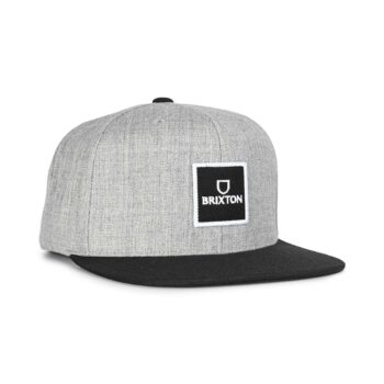 Brixton Alpha Square MP Snapback Cap - Heather Grey/Black