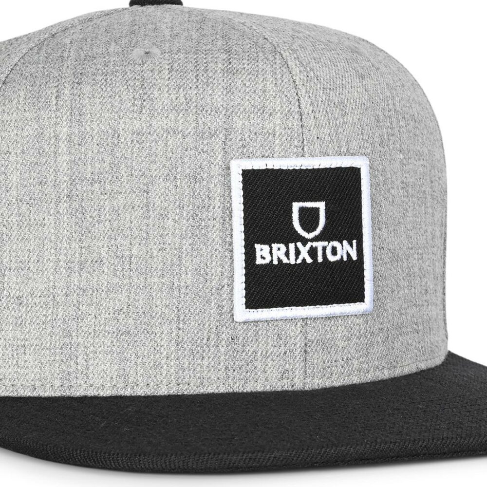 Brixton Alpha Square MP Snapback Cap - Heather Grey/Black