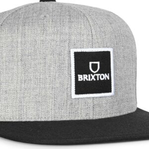 Brixton Alpha Square MP Snapback Cap - Heather Grey/Black