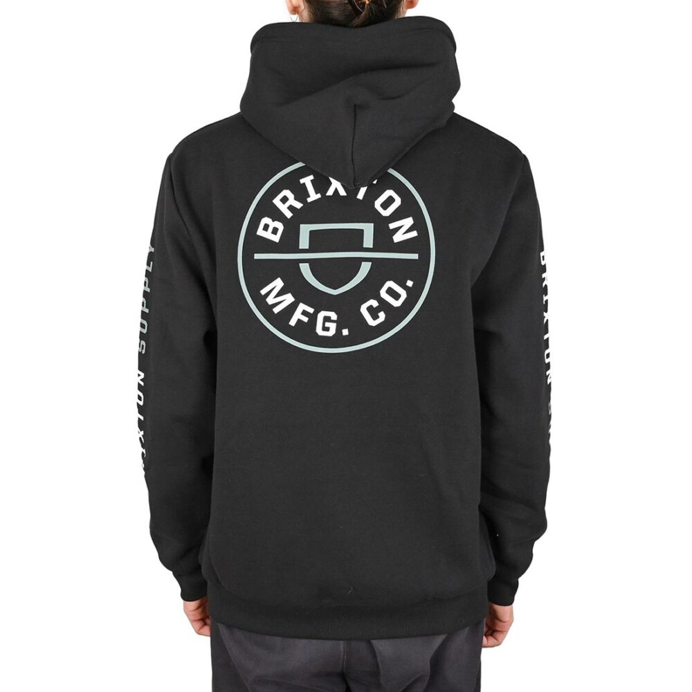Brixton Crest Pullover Hoodie - Black/Chinois Green/White