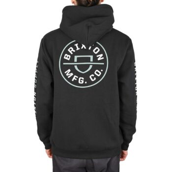 Brixton Crest Pullover Hoodie - Black/Chinois Green/White