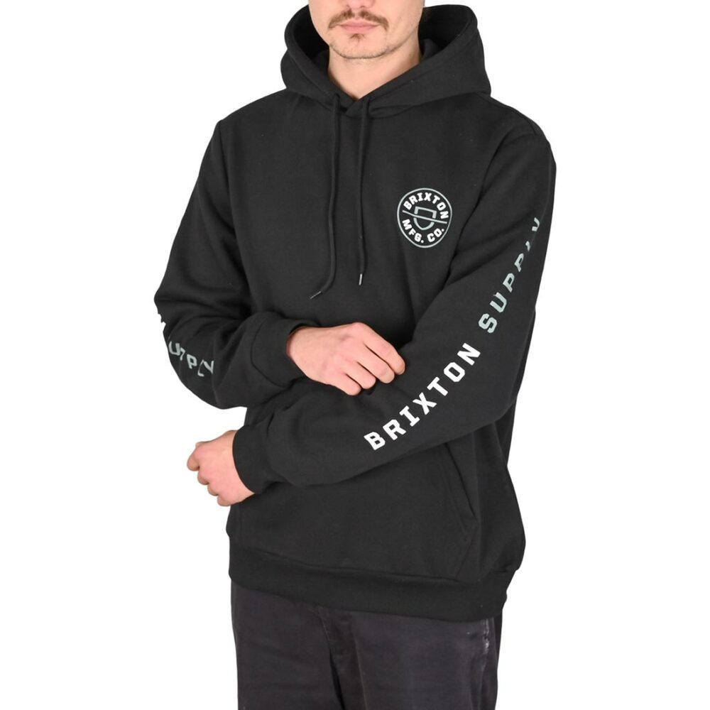 Brixton Crest Pullover Hoodie - Black/Chinois Green/White