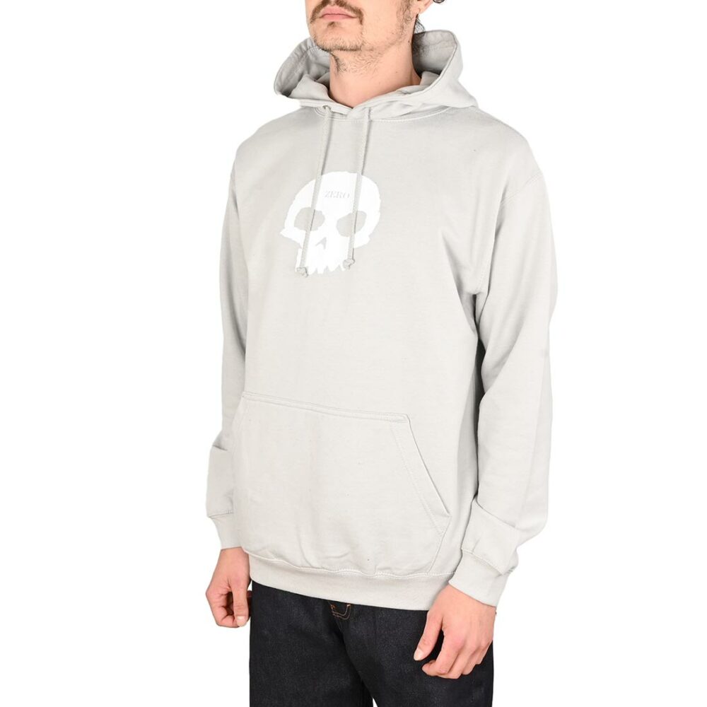Zero Single Skull Pullover Hoodie - Grey/White