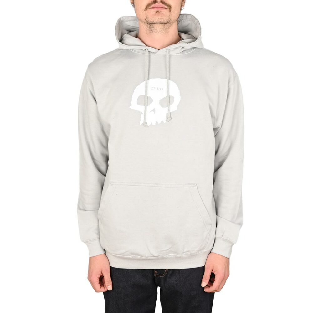 Zero Single Skull Pullover Hoodie - Grey/White