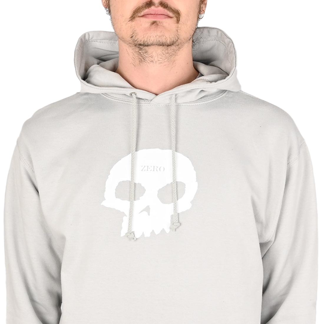 Zero Single Skull Pullover Hoodie Grey White Supereight