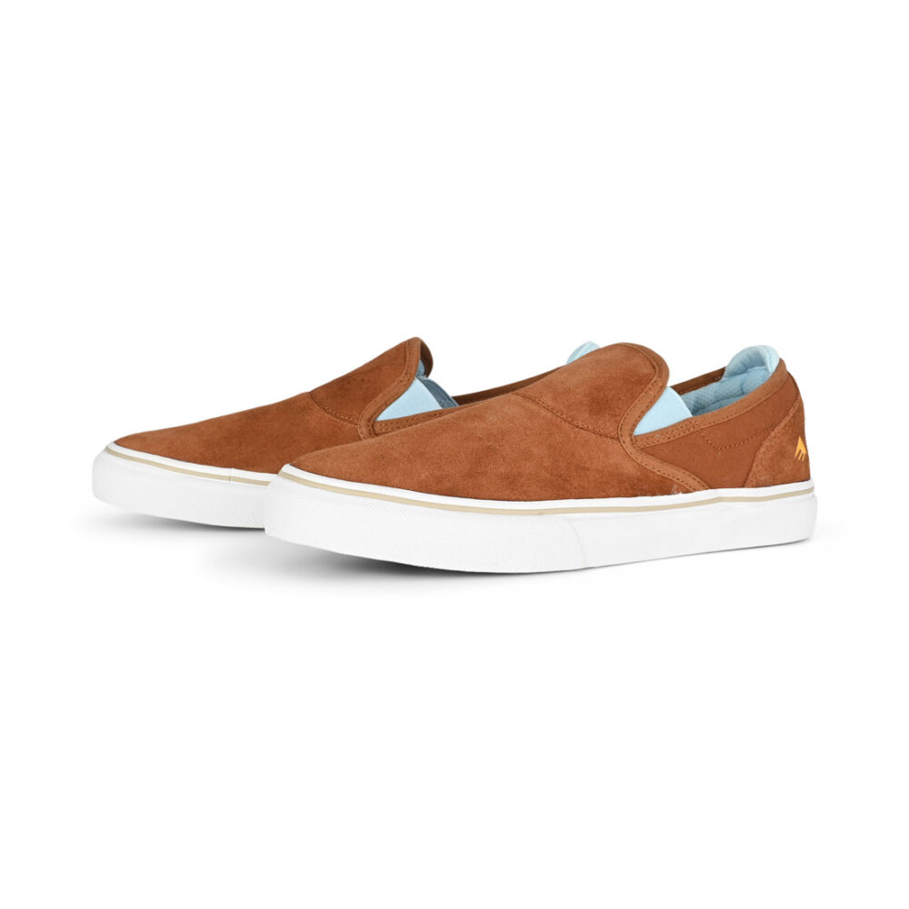 Emerica Wino G6 Slip-On Skate Shoes - Brown/Blue