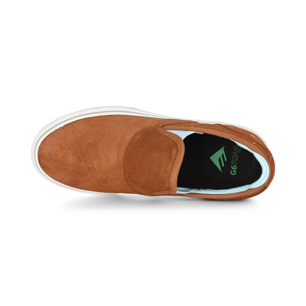 Emerica Wino G6 Slip-On Skate Shoes - Brown/Blue