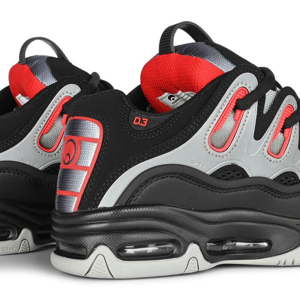 Osiris D3 2001 Skate Shoes - Black/Lt. Grey/Red